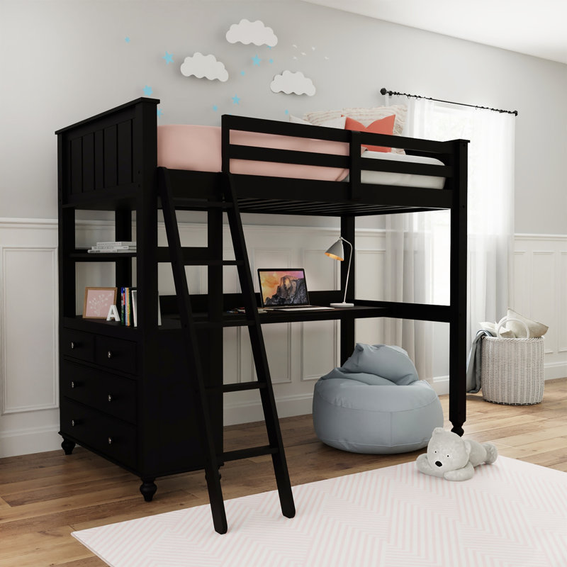 Black loft bed full discount